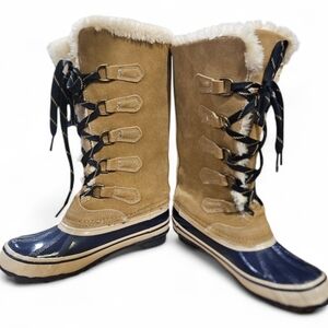 SPORTO Faux Fur Lined  Knee High Duck Boots – Suede & Rubber Winter Boots.Size